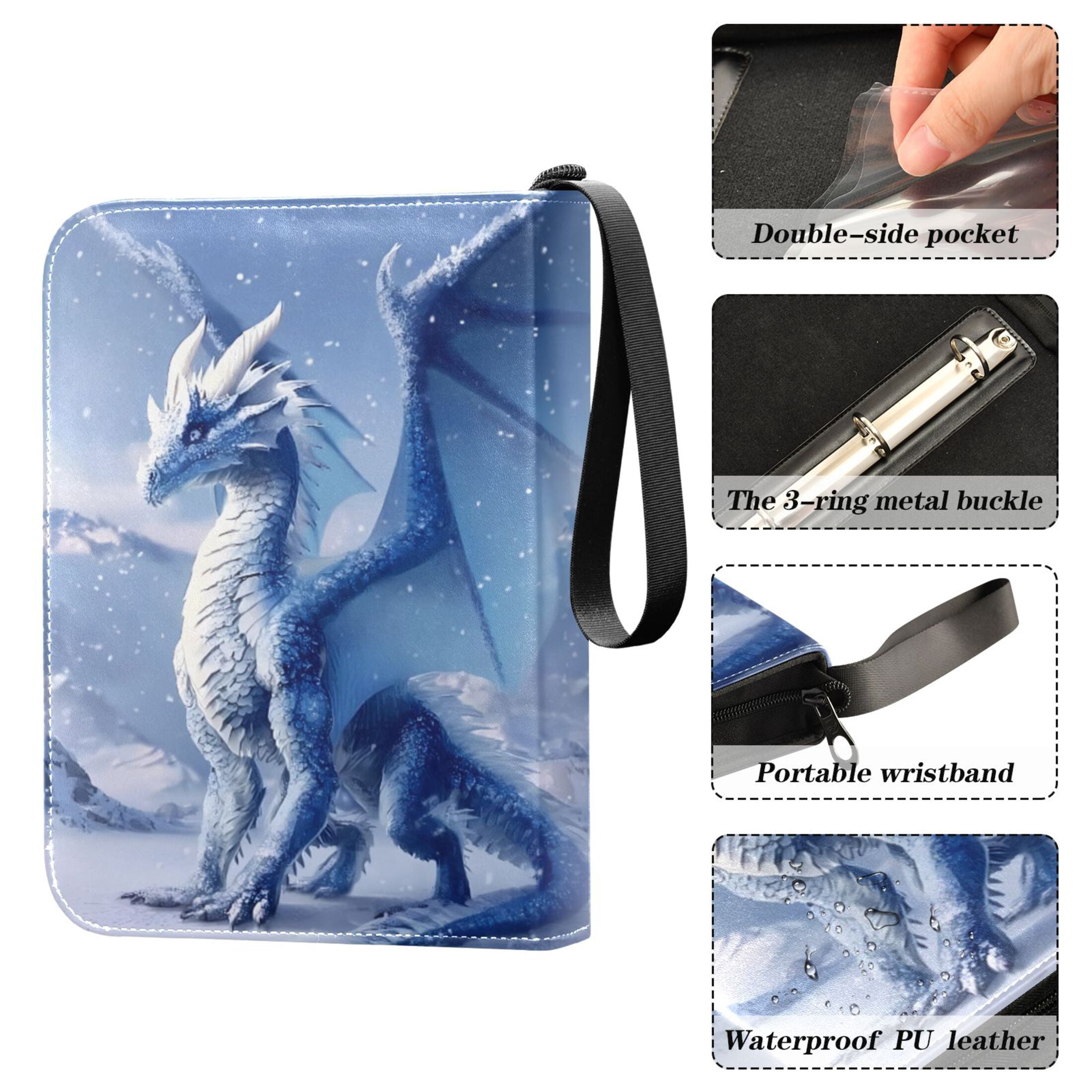 Trading Card Binder Album 400 Pockets 50 Removable 4-Pocket Pages Waterproof Snowy Dragon