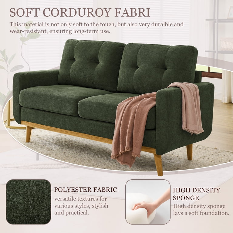 Moonmiss 67" Loveseat, Mid-Century Modern Green Sofa photo 5