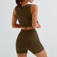thumbnail image 6 of Women's 2025 Summer Two Piece Outfit Matching Lounge Crop Top High Waisted Shorts Sleeveless Bodycon Active Set, 6 of 7