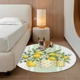 thumbnail image 3 of Summer Fruit Round Living Room Rugs 5 ft, Watercolor Lemon Flowers Green Eucalyptus Leaf Washable Area Rug with Non-Slip Sturdy Edge Binding Round Carpet for Entryway Kitchen Bedroom Bathroom, 3 of 9