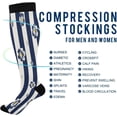 thumbnail image 4 of FREEAMG Navy Blue Striped Floral Compression Socks for Women&Men Circulation-Best Support for Nurses,Running,Athletic-1 Pairs, 4 of 7