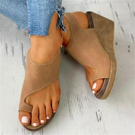 

Homadles Women s Wedges Shoes- Open Toe Thick Sole Wedge Sandals Casual Wedge Sandals on Clearance in Store Sandals Shoes Brown Size 5.5