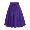 thumbnail image 3 of QATAINLAV Women's 1950's Vintage Pleated Skirts Front Tie High Waist Cocktail Party Skirt A-Line Solid Color Hepburn Swing Midi Skirts, Purple, M,, 3 of 5