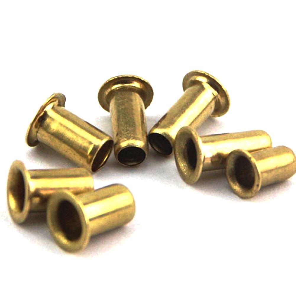 (100Pcs) Brass Hollow Rivet Copper Eyelet Nail, M4x10mm