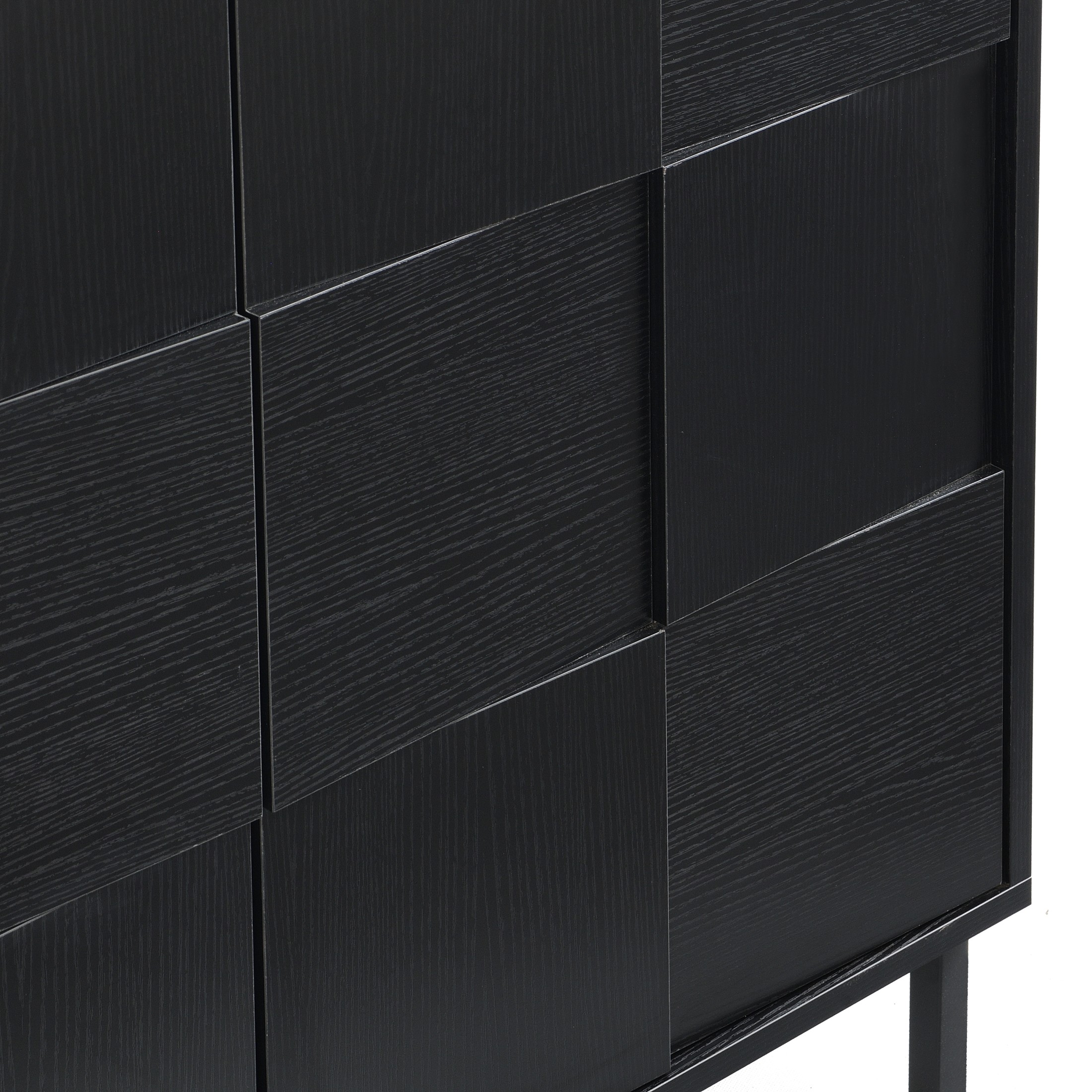 Christopher Knight Home 35" Checkered Accent Cabinet, 2-Door Storage Sideboard with Metal Legs, Matte Black
