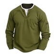 thumbnail image 2 of pstuiky Camisas para hombre de manga larga, Camisa informal de manga larga con cuello en V y bolsillos de color liso para hombre salir tops xl, 2 of 8
