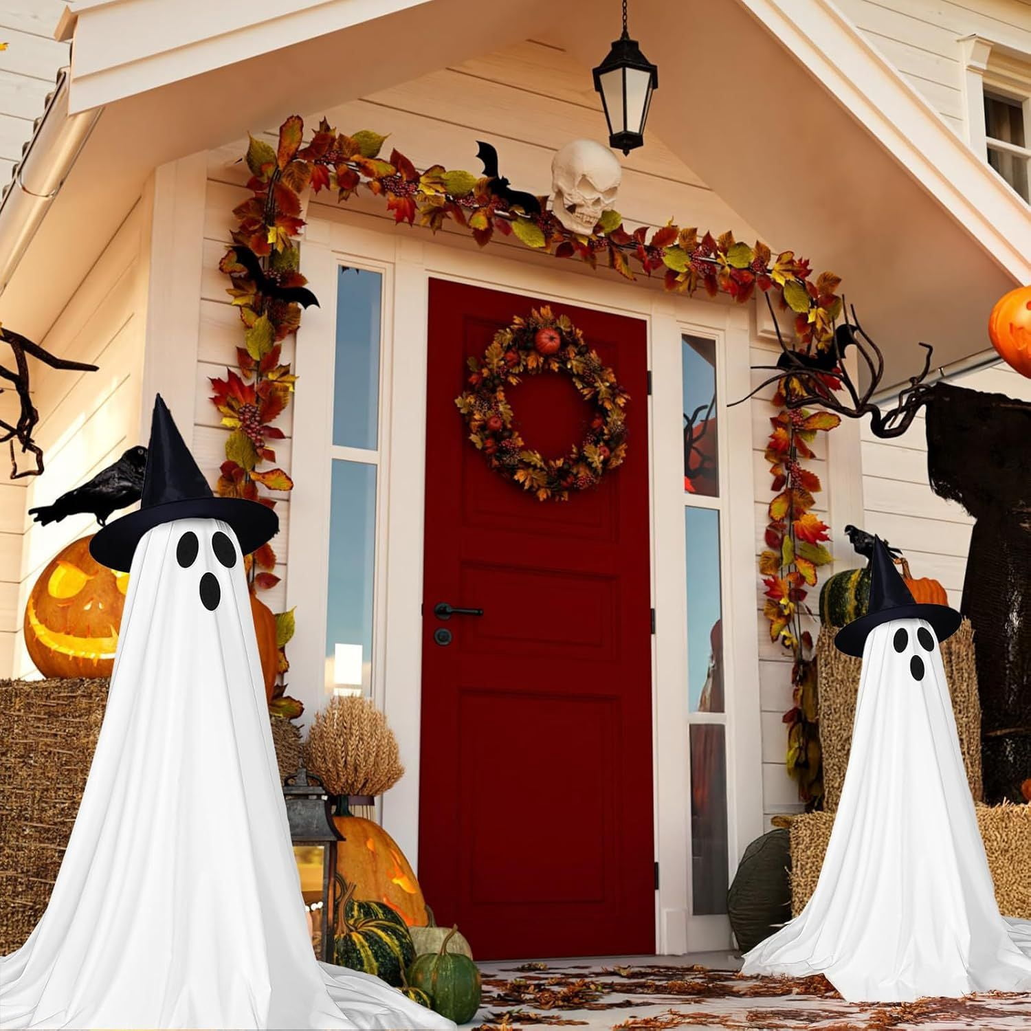 2 Packs Halloween Decorations Outdoor Spooky Ghosts with LED Lights & Remote Ghost Lights for Halloweens Party Decoration Indoor Front Yard Lawn Porch Garden Halloween