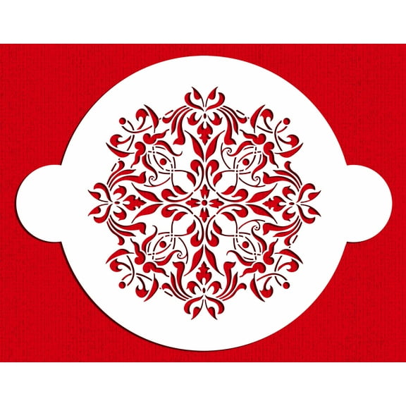 Designer Stencils French Medallion Cake Stencil Top (8"), Beige/semi-transparent