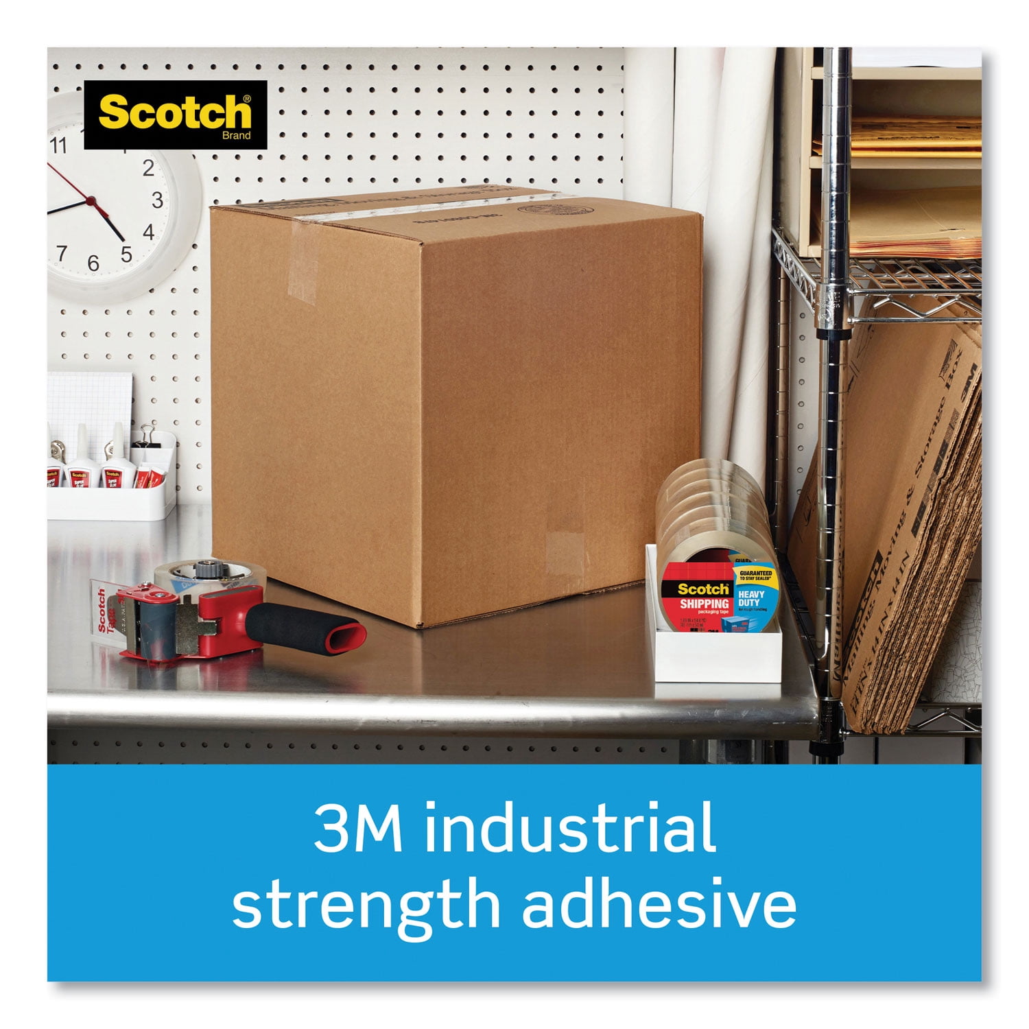 Scotch 3850 Heavy-Duty Packaging Tape with DP300 Dispenser, 3" Core, 1.88" x 54.6 yds, Clear, 6/Pack