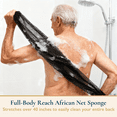 thumbnail image 2 of ComfiTime African Net Sponge & Bath Sponge Set – Exfoliating Shower Sponge, Extra-Long Back Exfoliator Body Scrubber for Adults & Kids, Rich-Lather Back Wash Sponge, Deep Cleansing & Quick-Drying, 2 of 12