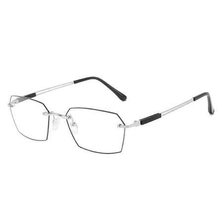 Fashion Simple Frame Classic Eye Protection Ultra Light Glasses Business Reading Glasses Anti-Blue Light STRENGTH 100 BLACK SILVER