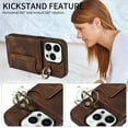 thumbnail image 5 of Dteck for iPhone 11 Case with Card Holder, Retro PU Leather Wallet Case with Rotating Ring Kickstand, Slim Back Protective Cover Case for iPhone 11,Brown, 5 of 7