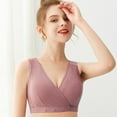 thumbnail image 5 of Hinvhai Ladies Comfortable Breathable Front Buckle Vest Style Gathers Breastfeeding Pregnant Bra Woman Underwear On Clearance Purple XL(XL), 5 of 7