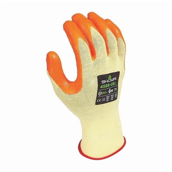 Knit Gloves, Kevlar,, Grip Palm and Fingers, Elastic, Orange, Yellow, XL, 1 PR
