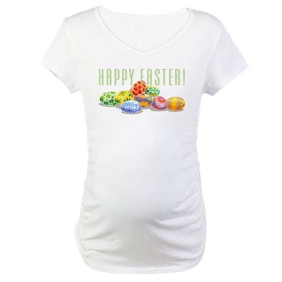 CafePress - Happy Easter Maternity T Shirt - Cotton Maternity T-shirt, Cute & Funny Pregnancy Tee