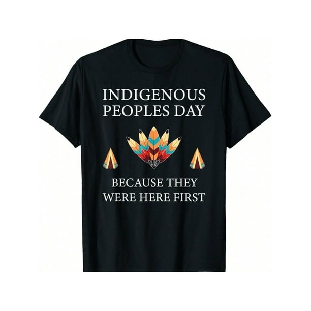 Indigenous Peoples Not Columbus Tee Gift Unisex T-Shirt Short Sleeve Crew Neck Casual Top for Spring & Summer, Lightweight Summer & Spring Tee, Machine Washable, Nontransparent Fabric