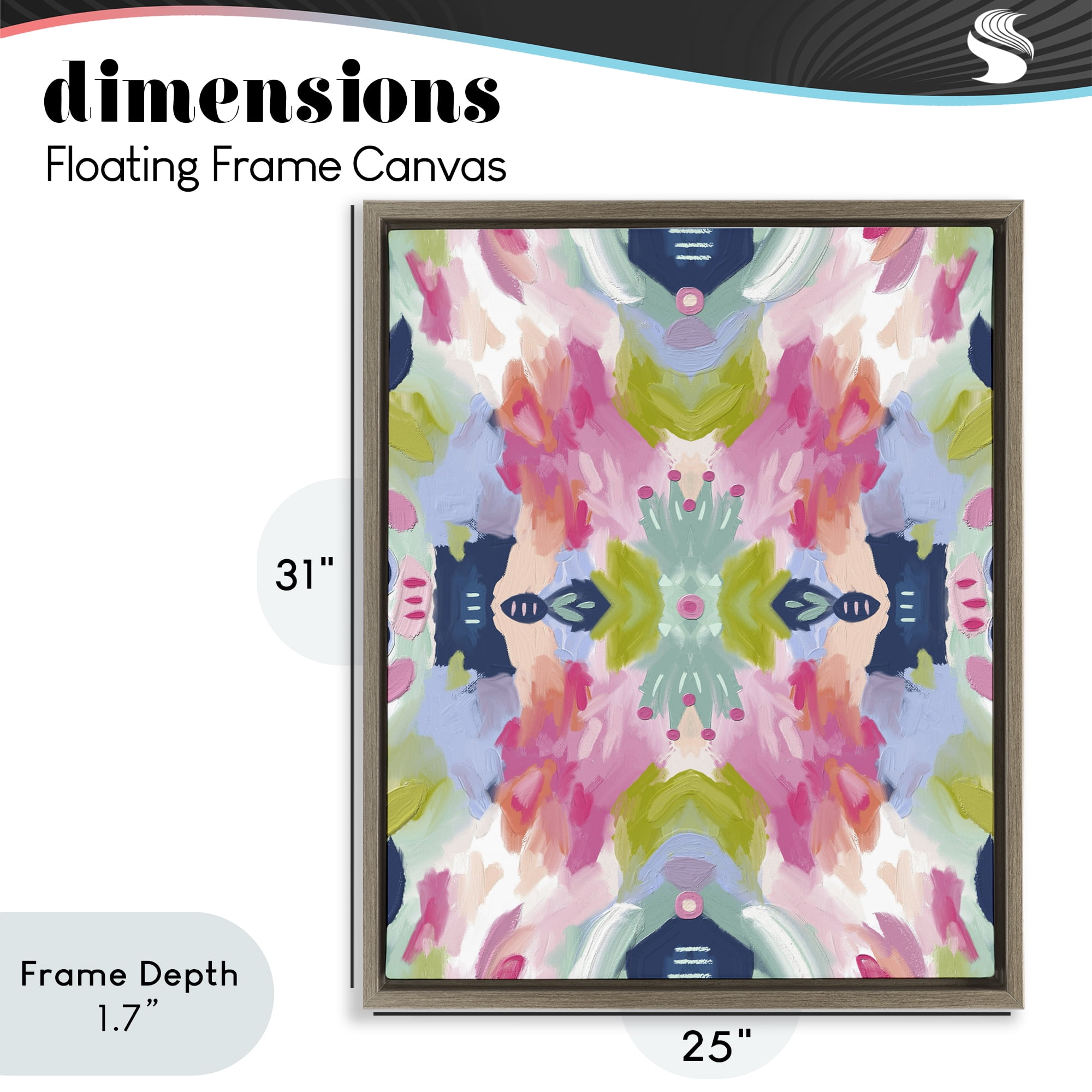 Stupell Industries Kaleidoscopic Floral Mandala Brown Framed Floater Canvas Wall Art, design by Lisa Nohren