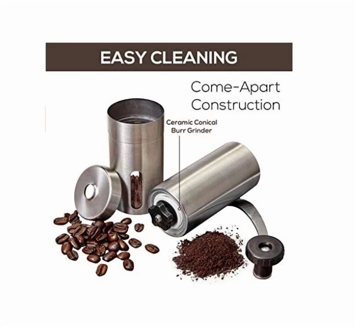 CRESTIN- Portable Manual Coffee Grinder Stainless Steel W/ Ceramic Burr Bean Mill