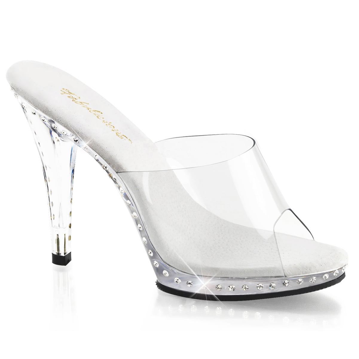 clear dress shoes with rhinestones