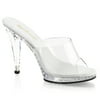 Womens Clear 4.5 Lucite Heels with Rhinestone Detail Slide Sandal Dress Shoes