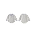 thumbnail image 6 of RUINIXCW Baby Boy Fall Romper Stripe Print Buttons Turn Down Collar Long Sleeve Infant Bodysuits Jumpsuits, 6 of 9