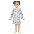 thumbnail image 2 of Girls' long-sleeved dress Cute Cartoon Rabbits Girls' A-line dress with ribbed cuffs Soft and comfortable, 2 of 6
