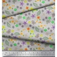 thumbnail image 2 of Soimoi Gray Silk Fabric Leaves,Insect & Floral Artistic Print Fabric by Yard 42 Inch Wide, 2 of 3