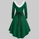 thumbnail image 4 of Vestido de mujer de talla grande sólido de manga larga de Navidad con cuello en V peludo vestido de columpio con espalda Fridja  nbo4117, 4 of 5