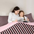 thumbnail image 4 of Manfei Geometric Stripe Full Size Comforter Sets, Black Pink Minimalist Bedding Comforter Set, Pink Reversible 3 Pieces, 1 Comforter and 2 Pillowcases, 4 of 6