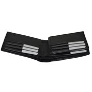 Leatherboss Genuine Leather Bifold Wallet with a Middle Flap and Outside ID Window
