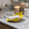 thumbnail image 6 of Ceramic Soap Dish, 5.71 in Leaf Shape Self Draining Bar Soap Holder for Bathroom Sink Shower Counter, Yellow, 6 of 6