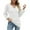 White, variant on WREESH Womens Fashion Dressy Tops Solid Color Jacquards V-Neck Long Sleeve Loose T-Shirt Pullover Purple