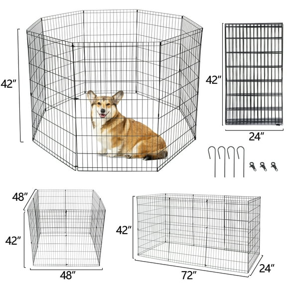ZENY 42" Dog Pet Playpen, Indoor & Outdoor, 8 Panels, Metal