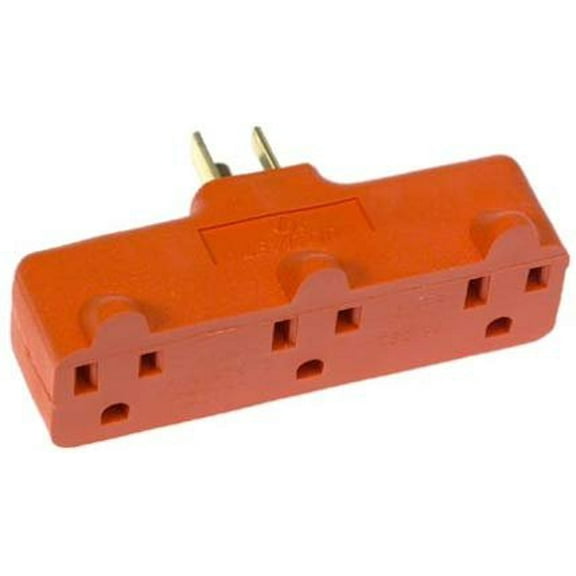Leviton Plug-In Heavy Duty Triple Grounding Outlet - 15A, 120 V - Orange