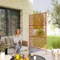 thumbnail image 2 of Outsunny Metal Outdoor Privacy Screen, Decorative Outdoor Divider, Brown, 2 of 10