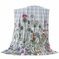 thumbnail image 6 of Spring Floral Blanket Soft Cozy Warm Throw Blanket for Couch, Plush Fuzzy Flannel Fleece Blankets for Sofa, Blue Plaid Botanical Flowers Butterfly Bed Blankets Lightweight Gifts for Women, 40"x50", 6 of 9