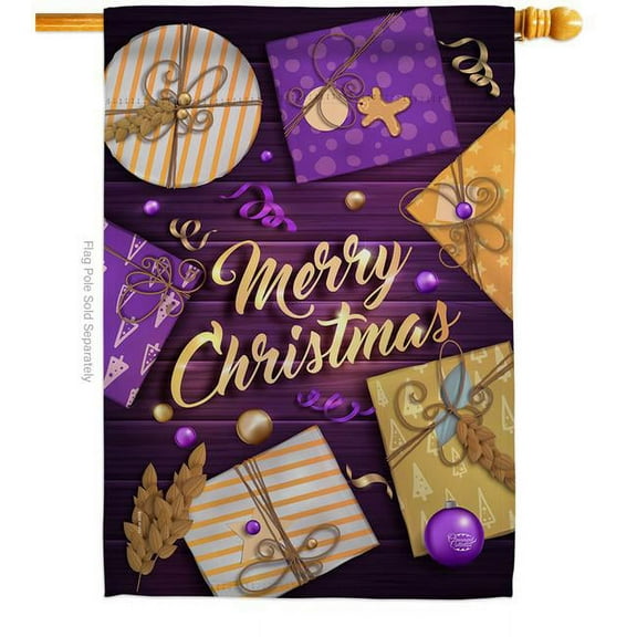 Ornament Collection H192265-BO 28 x 40 in. Christmas Gifts House Flag with Winter Double-Sided Decorative Vertical Flags Decoration Banner Garden Yard Gift