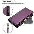 thumbnail image 2 of For iPhone 17 Pro Wallet Phone Case-PU Leather Magnetic Flip Cover with 9 Credit Card Slots,Zipper Pocket & Detachable Wrist Strap,Shockproof,Purple,For iPhone 17 Pro, 2 of 7