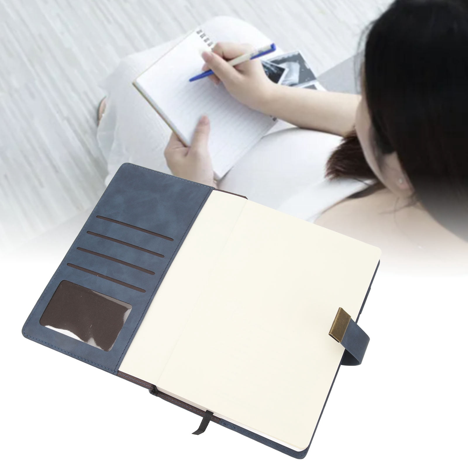 Nieyigj Vintage Password Journal with Lock, Hardcover Blank Diary, Dark Blue, 8.66 inches / 22 cm