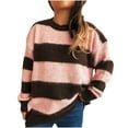 thumbnail image 6 of Neewe Womens Striped Pullover Sweater Crew Neck Long Sleeve Knitted Color Block Casual Loose Lightweight Sweaters for Women, 6 of 9