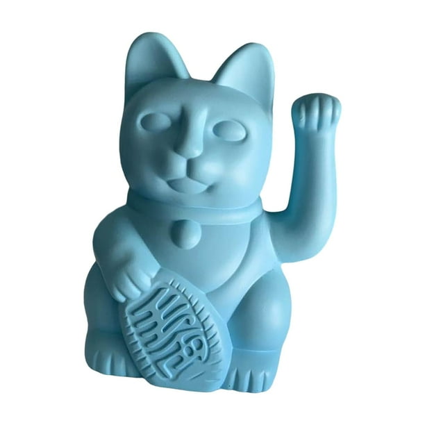 Estatuas de Dibujos animados de resina para empresas Sunnimix Adornos de animales Estatuilla del gato de la suerte Azul