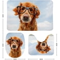 thumbnail image 2 of 3 Piece SKYSONIC Non-Slip Bathroom Rug Set Golden Retriever Wear Glasses Soft Contour Rug + Toilet Lid Cover + Bath Mat Bathroom Decor, 2 of 3