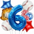 thumbnail image 4 of Baseball theme balloon 1st birthday party supplies with Baseball glove Balloon Red Blue star Red Blue confetti balloon Boy shower decoration Birthday party decorations, 4 of 10