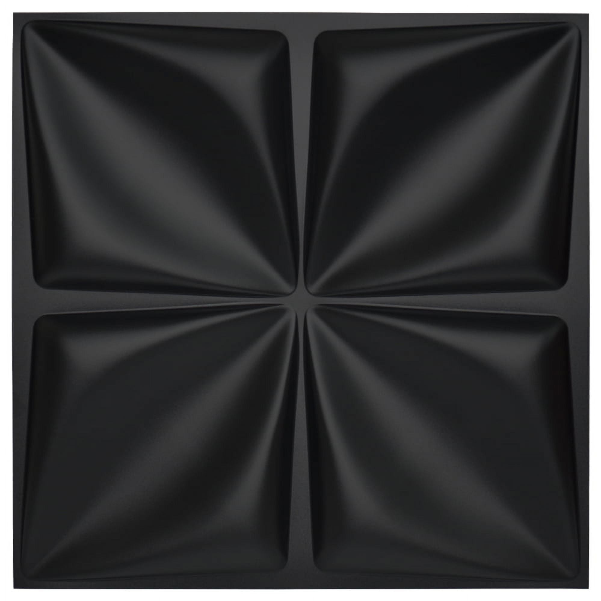 Art3d 12 Pack 19.7"x19.7" Decorative PVC 3D Textured Wall Panels in Matte Black Wallpaper