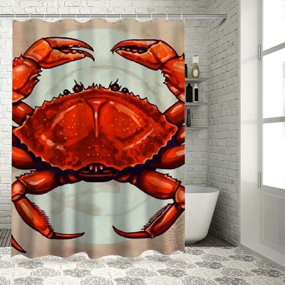 BCIIG Crab Symbolism Bathroom Decor Set with Hooks, Colorful Luxurious Graphic Print Polyester Fabric Shower Curtain, Waterproof and Easy to Install 36x72
