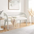 thumbnail image 2 of Accent Chair Bench, Ivory White, Velvet, Living Kitchen Cafe Bistro Hospitality Restaurant, Modern Contemporary Boutique HB35958, 2 of 9