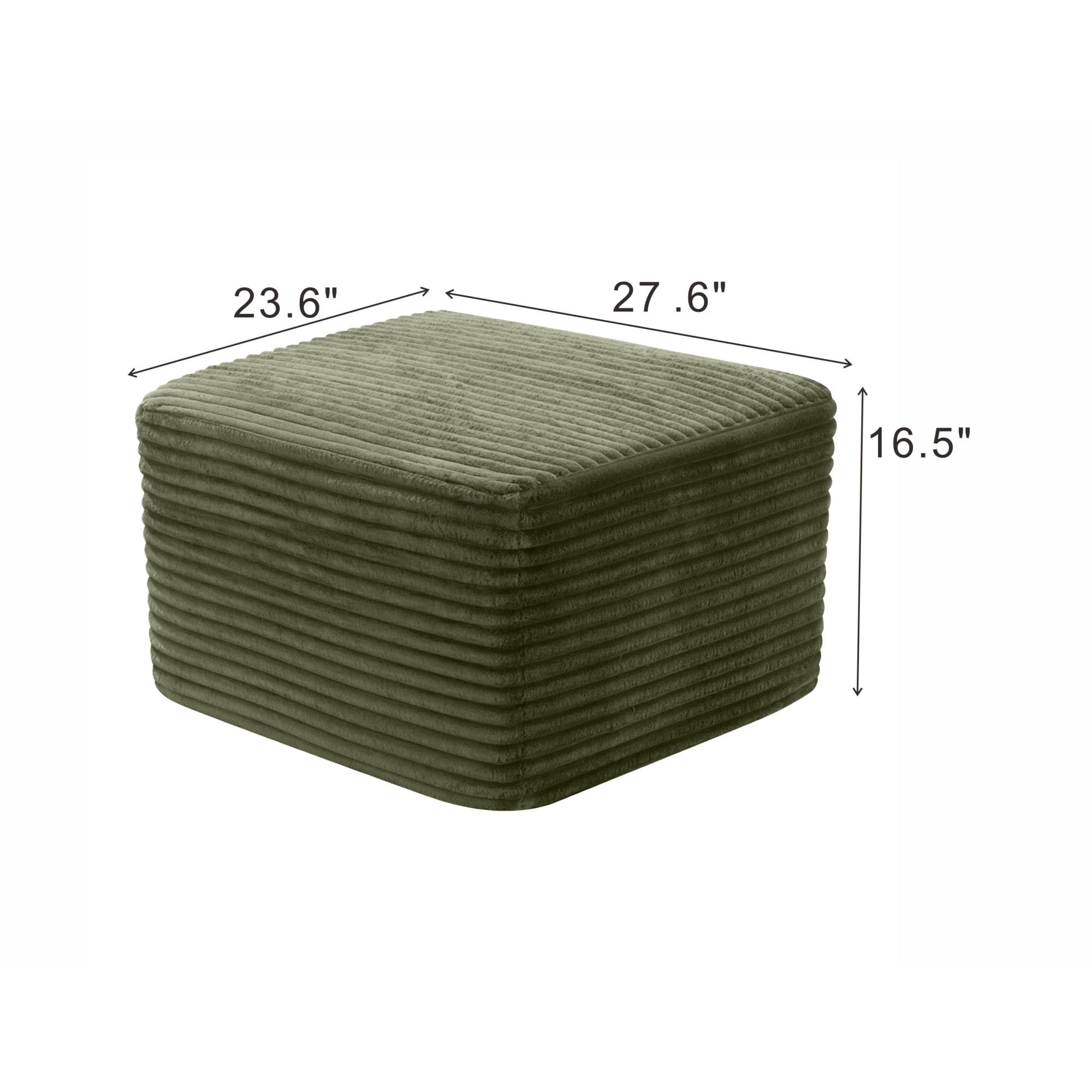 Plush Boneless Ottoman,Upholstered Cloud Couches Footrest Ottoman for Boneless Couch for Living Room, Green
