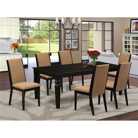 East West Furniture Dining Room Set Black LGLA7-BLK-47