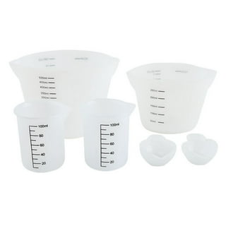 12-pc Silicone Measuring Cup Set / Two 100ml Graduated Mixing Cups / 5 Small  Spouted Cups / 5 Mini Size Cups / Flexible Clear Non-toxic 