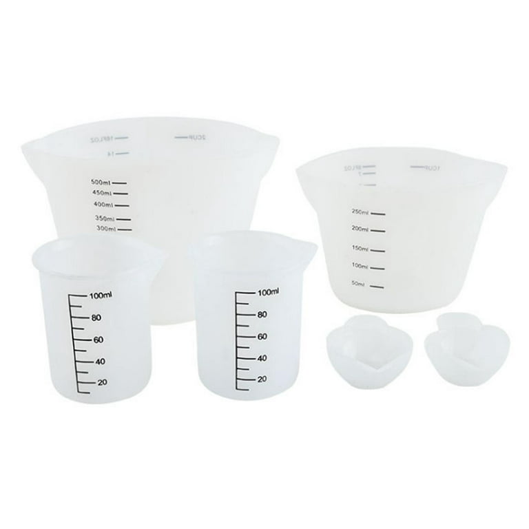 6x Silicone Measuring Cups Set for Epoxy Resin Silicone Mixing